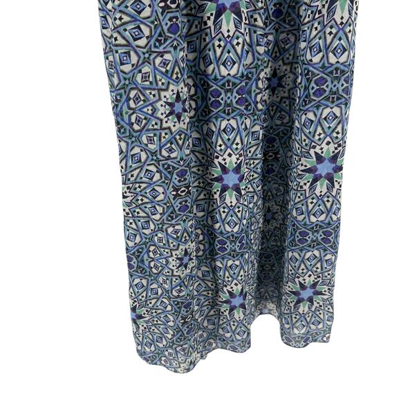 Carolina Issa Nordstrom Signature Dress 12 Blue Maxi Silk V Neck Kaleidoscope - Picture 3 of 12